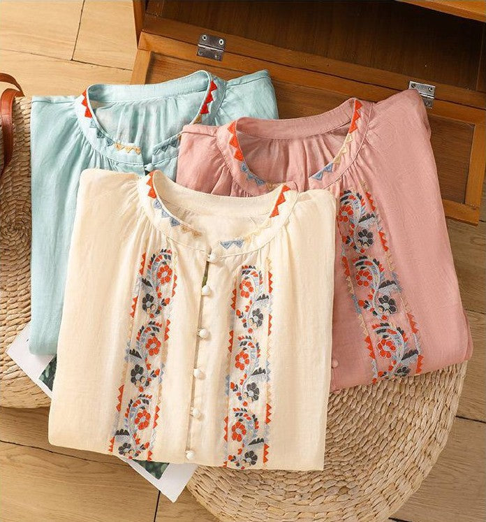 Pure Cotton Shirt With Beautiful Embroidered