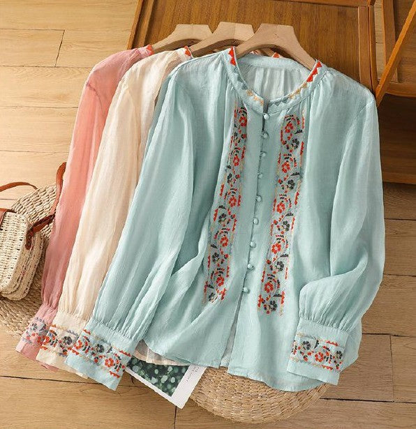 Pure Cotton Shirt With Beautiful Embroidered