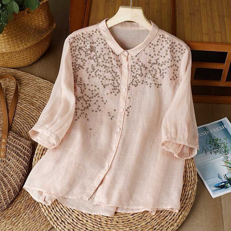 Elegant Floral Embroidered Shirt