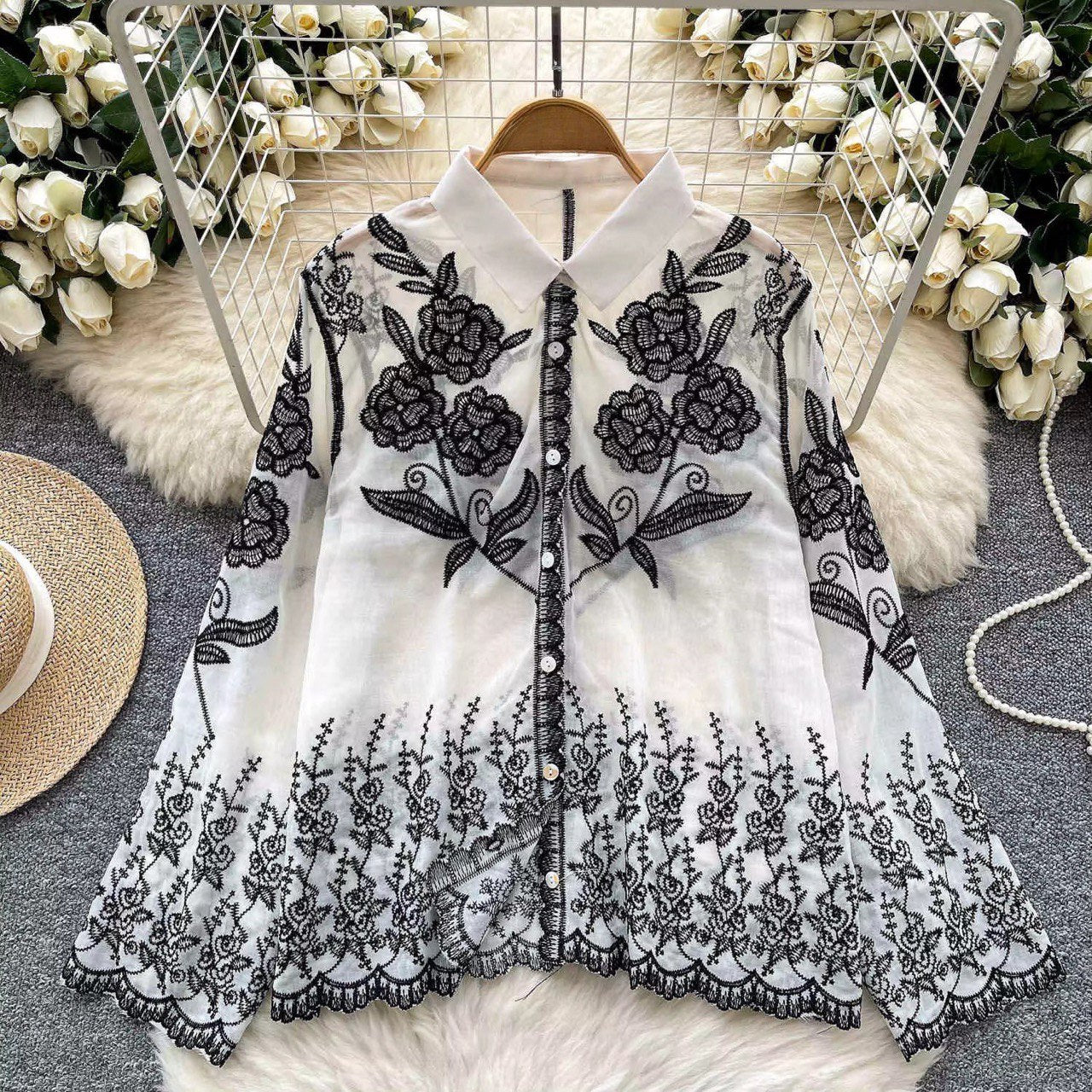 RoseGarden Luxe Embroidered Shirt