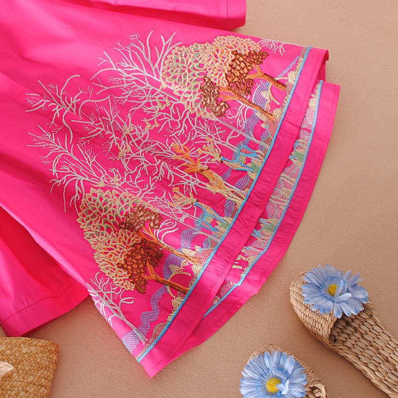 Pure Cotton Embroidered Forest-Inspired Shirt