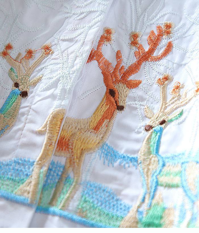 Pure Cotton Embroidered Forest-Inspired Shirt