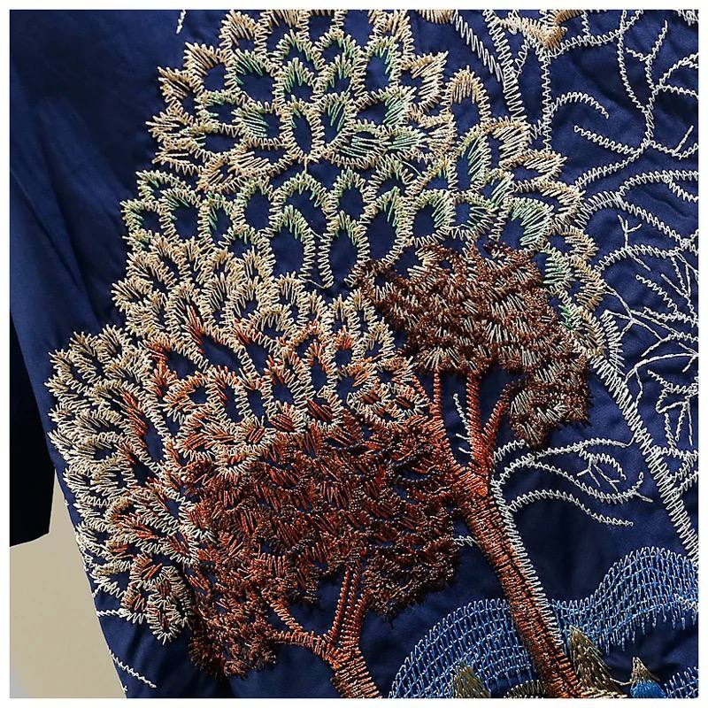 Pure Cotton Embroidered Forest-Inspired Shirt