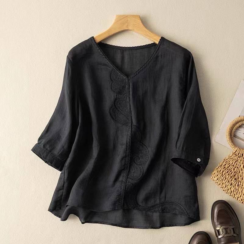 Elegance Cotton Tunic with Delicate Embroidery