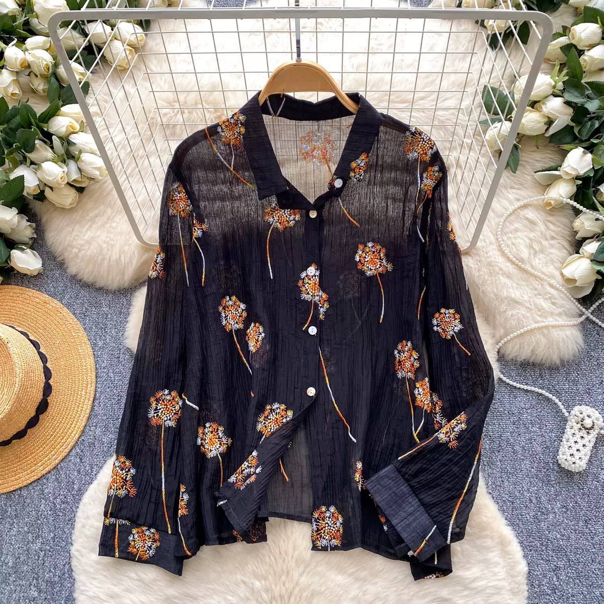 Serene Bloom Textured Embroidered Shirt