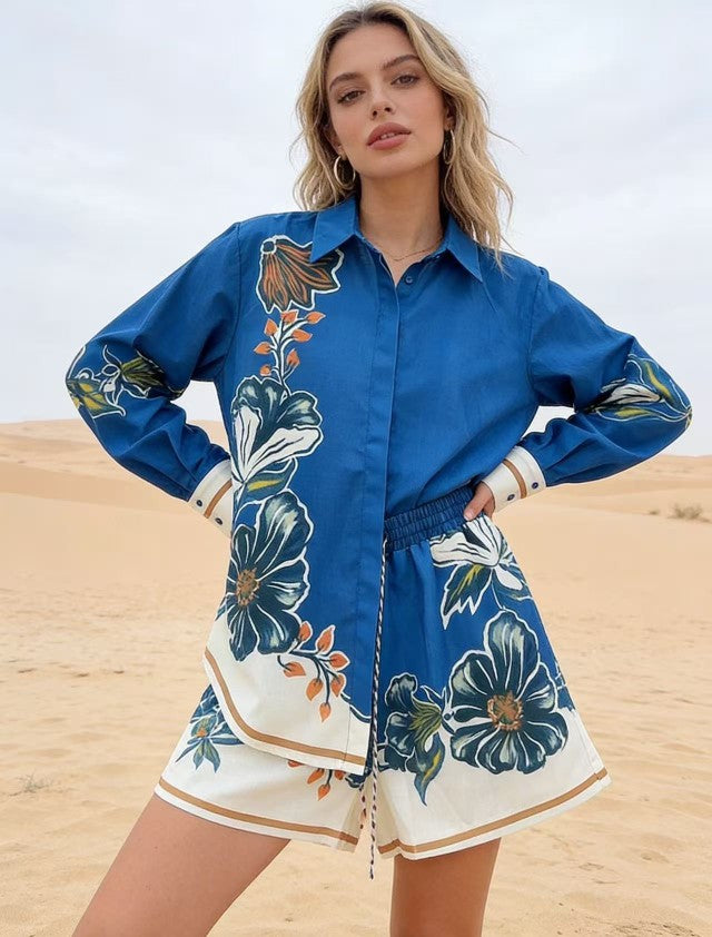 CLOSETO Blue Blossom Luxe Co-Ord