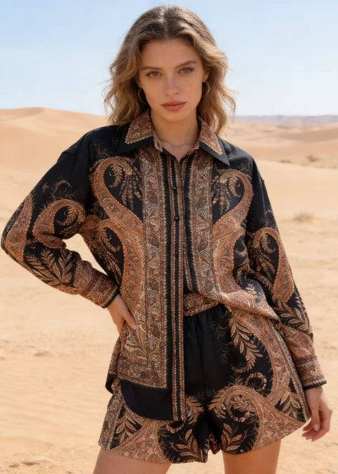 Noir Paisley Luxe Co-Ord Set