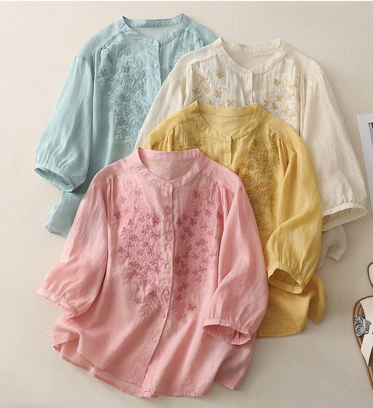 Pure Cotton Shirt With Beautiful Embroidered