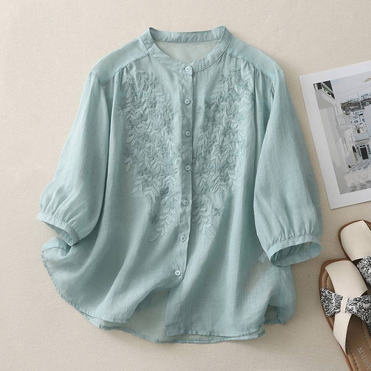 Pure Cotton Shirt With Beautiful Embroidered