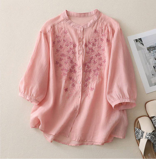 Pure Cotton Shirt With Beautiful Embroidered