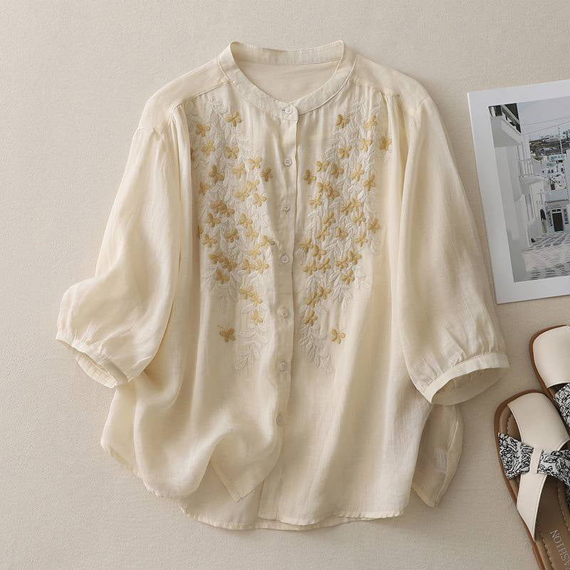 Pure Cotton Shirt With Beautiful Embroidered