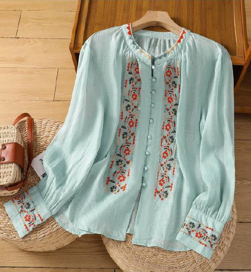 Pure Cotton Shirt With Beautiful Embroidered