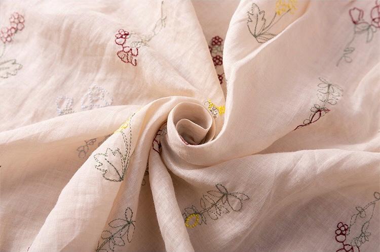 Pure Cotton Shirt With Elegant Floral and Leaf Embroderied
