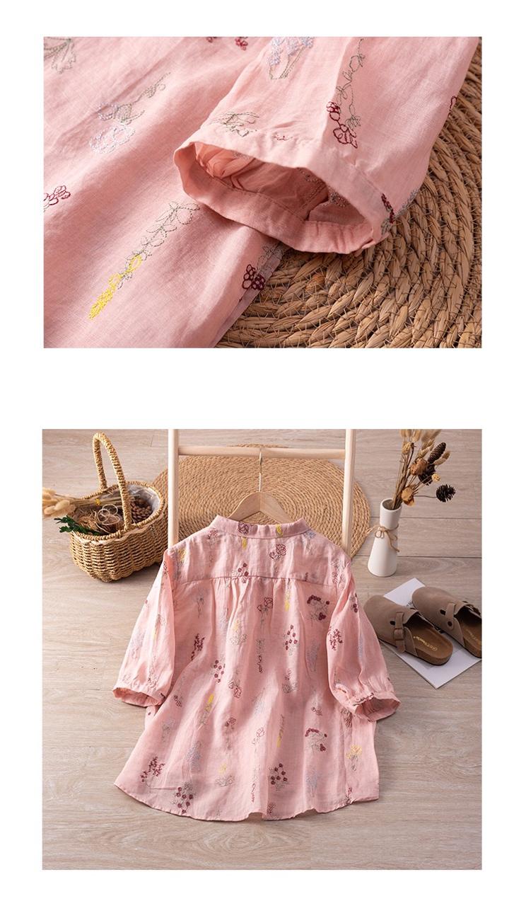Pure Cotton Shirt With Elegant Floral and Leaf Embroderied