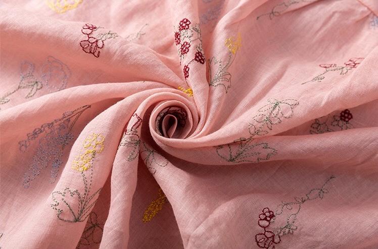 Pure Cotton Shirt With Elegant Floral and Leaf Embroderied