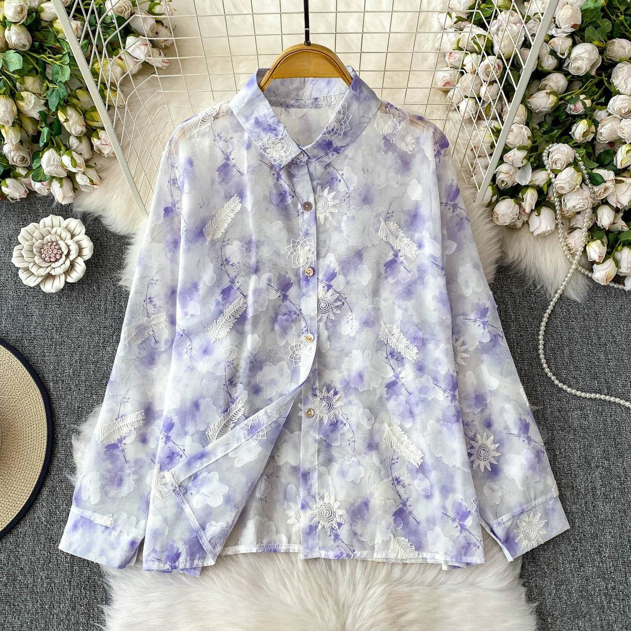 Pastel Bloom Long Sleeve Button-Down Shirt