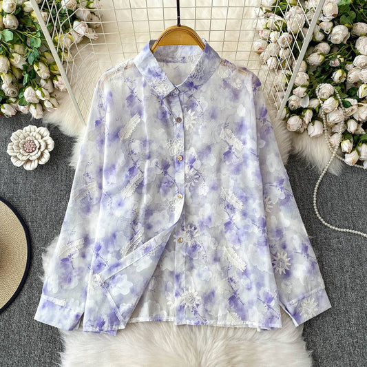 Pastel Bloom Long Sleeve Button-Down Shirt