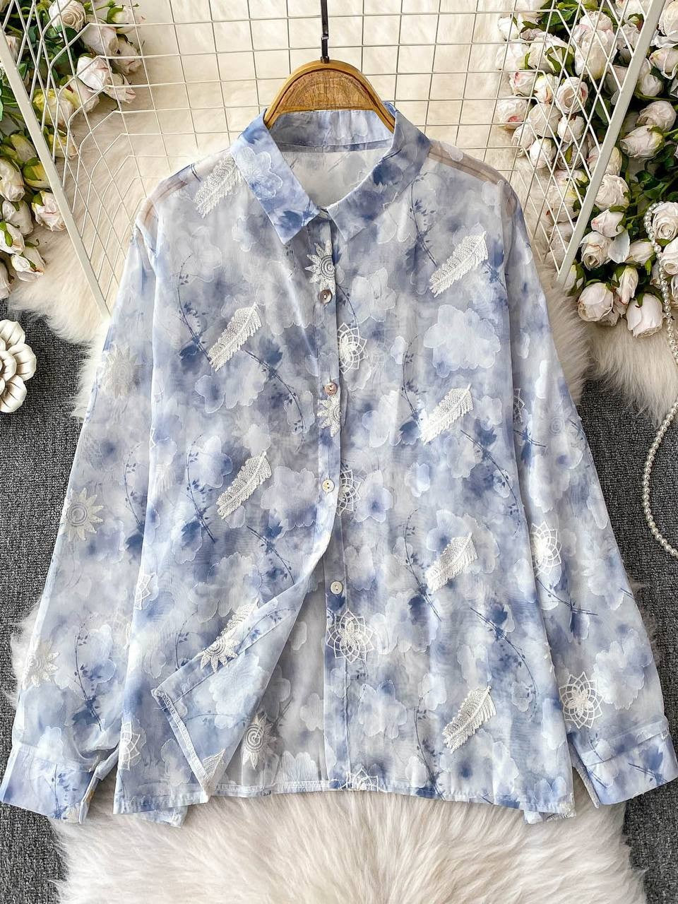 Pastel Bloom Long Sleeve Button-Down Shirt