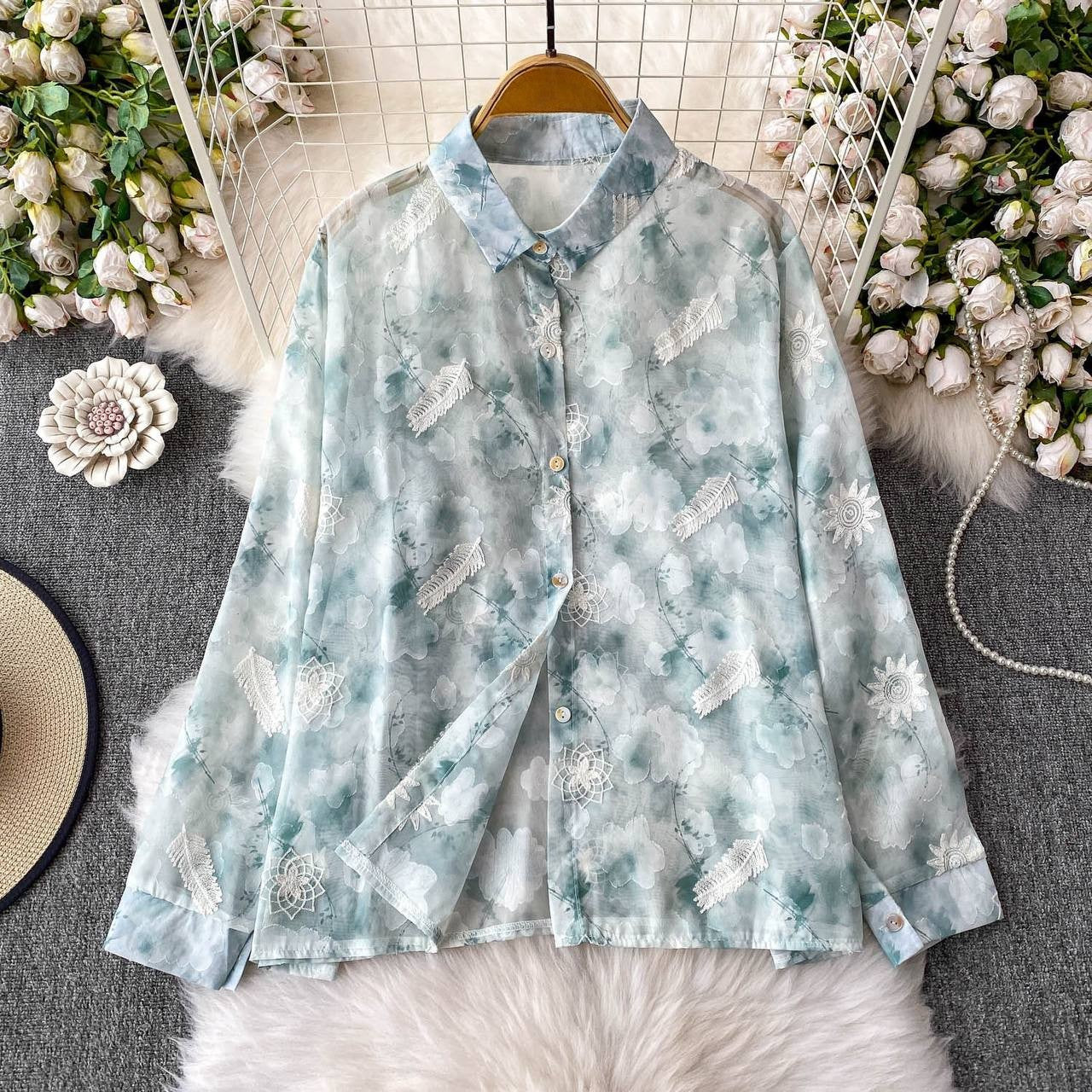 Pastel Bloom Long Sleeve Button-Down Shirt