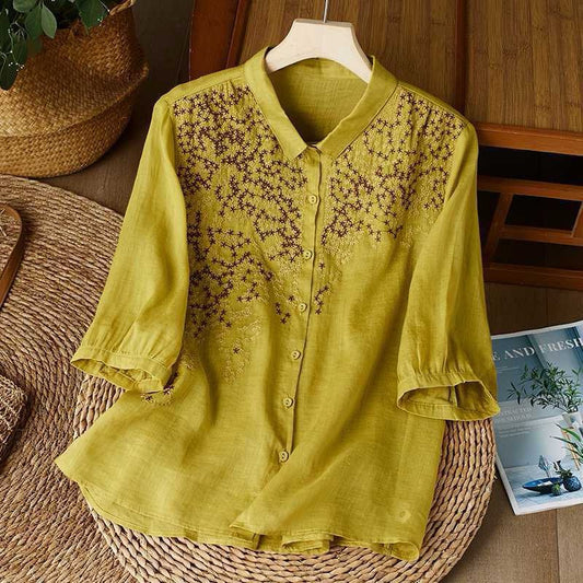 Elegant Floral Embroidered Shirt