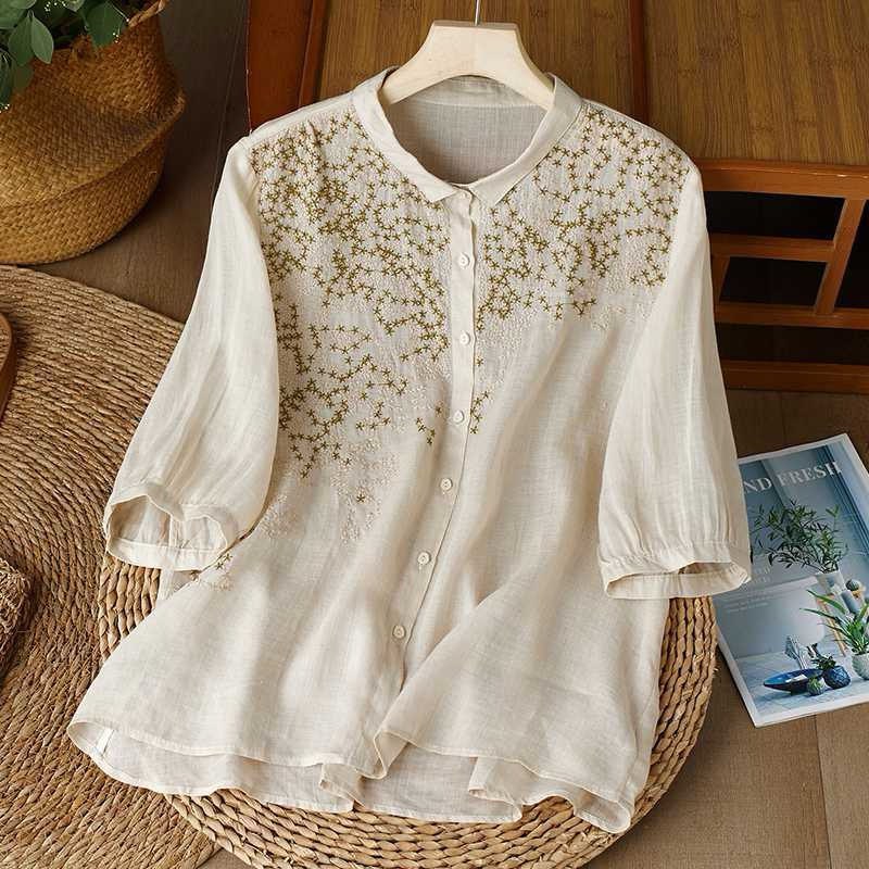 Elegant Floral Embroidered Shirt