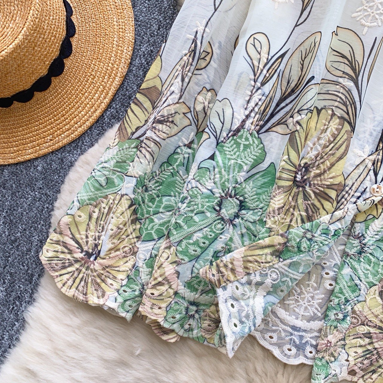 Floral Sheer Embroidered Shirt