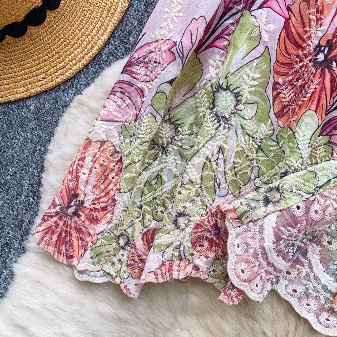 Floral Sheer Embroidered Shirt
