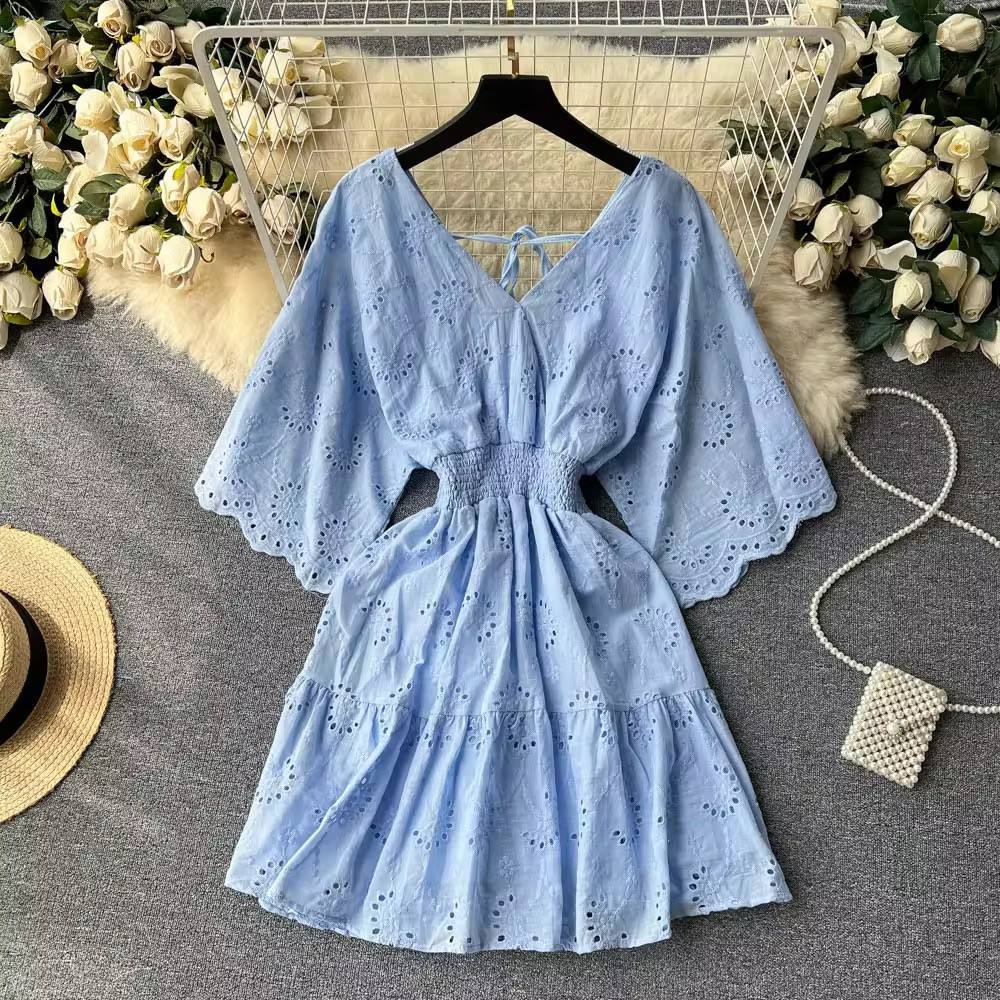 Elegant Summer Eyelet Mini Dress