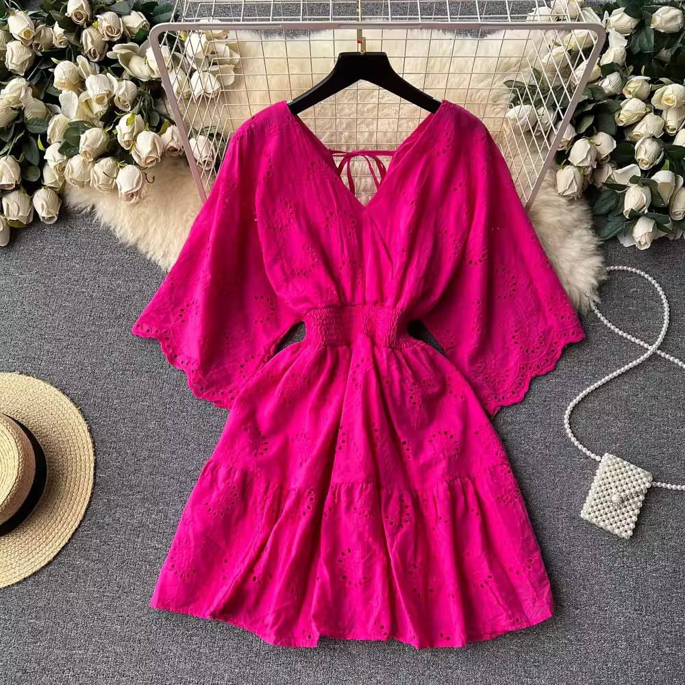 Elegant Summer Eyelet Mini Dress