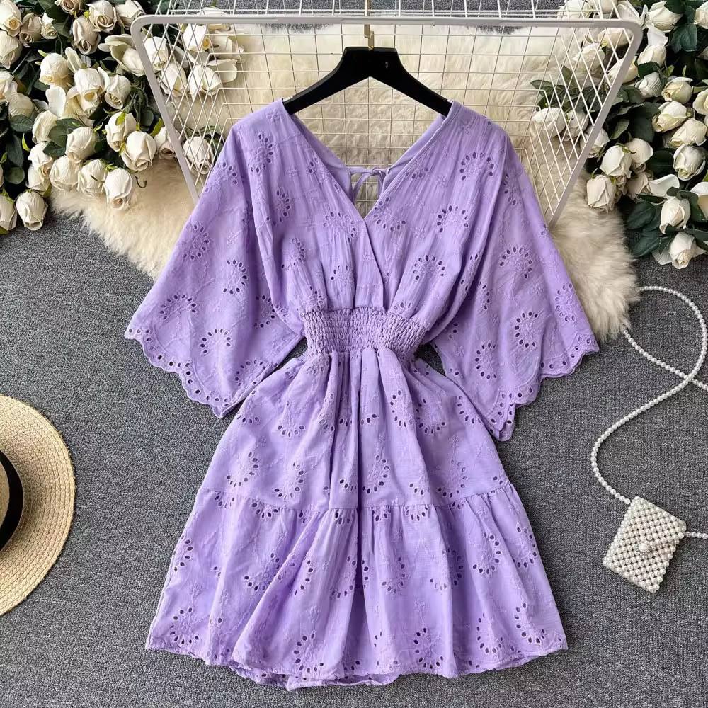 Elegant Summer Eyelet Mini Dress