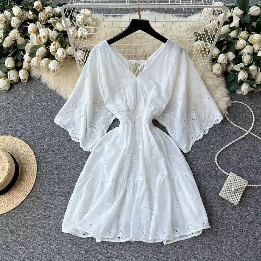 Elegant Summer Eyelet Mini Dress