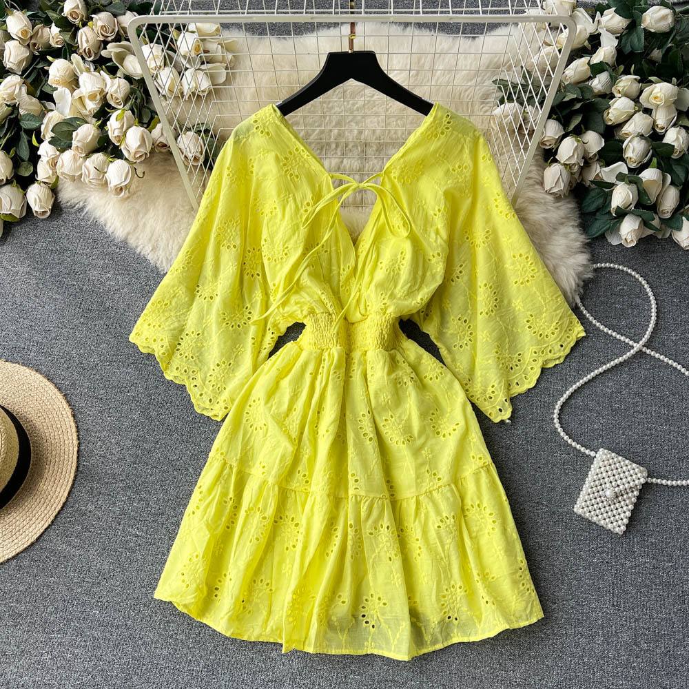 Elegant Summer Eyelet Mini Dress