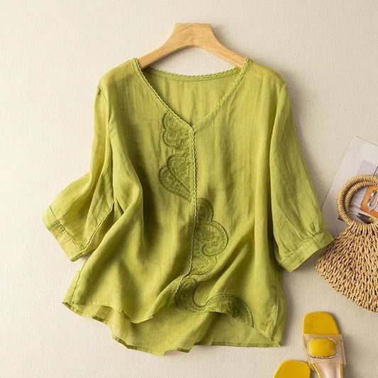 Elegance Cotton Tunic with Delicate Embroidery