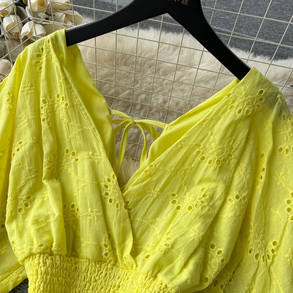 Elegant Summer Eyelet Mini Dress