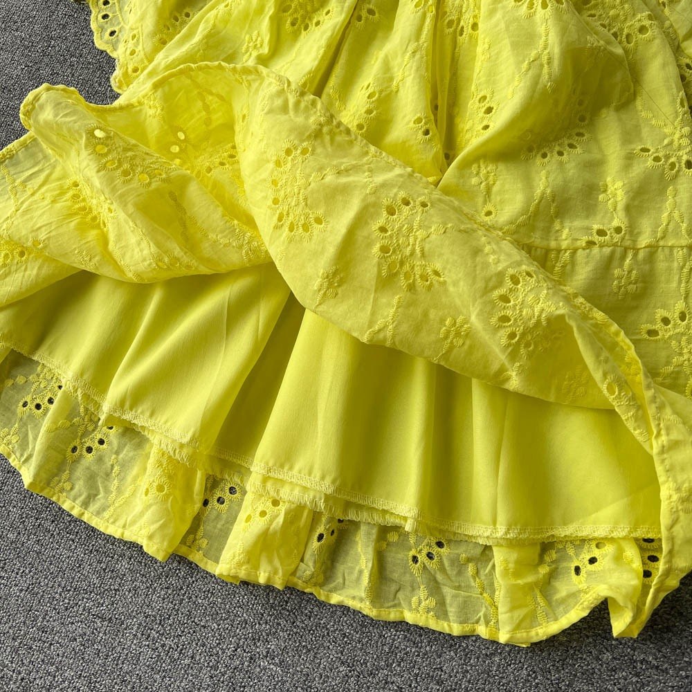 Elegant Summer Eyelet Mini Dress
