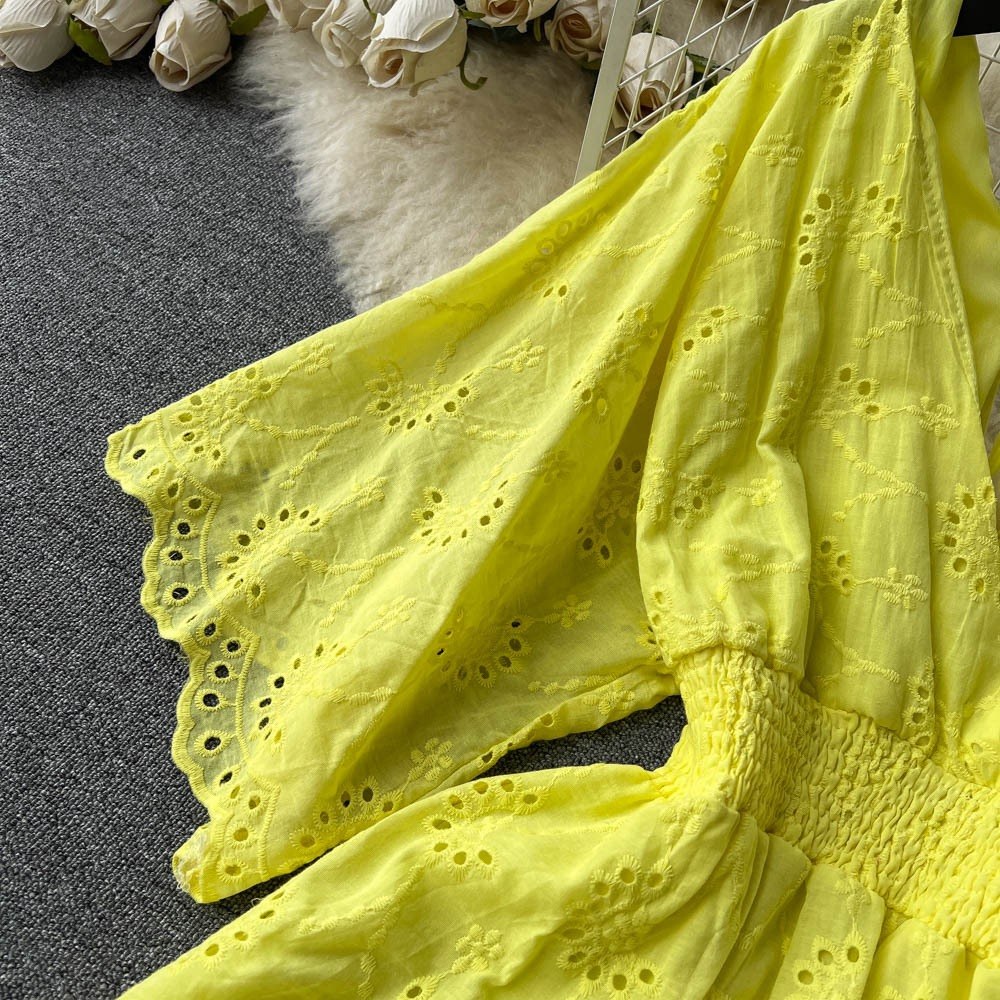 Elegant Summer Eyelet Mini Dress