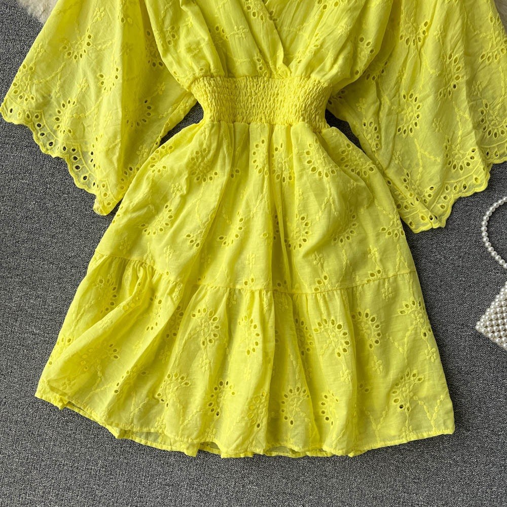 Elegant Summer Eyelet Mini Dress