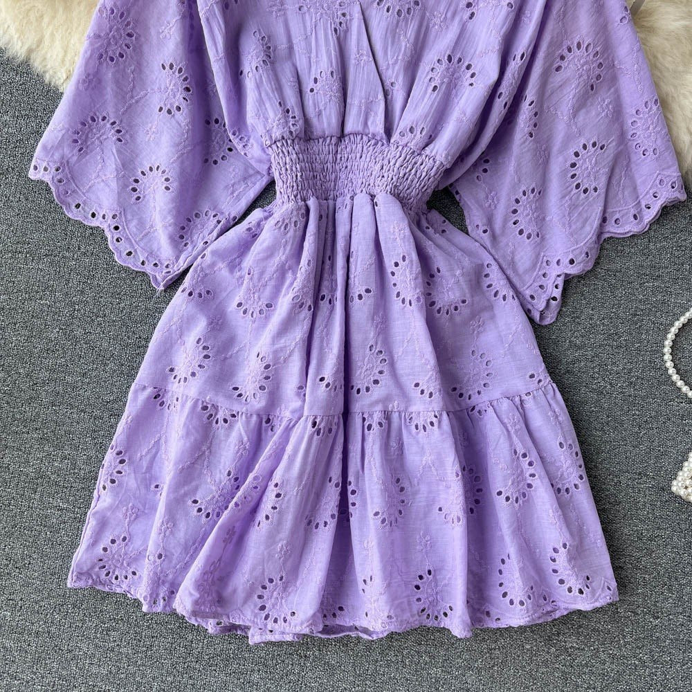Elegant Summer Eyelet Mini Dress