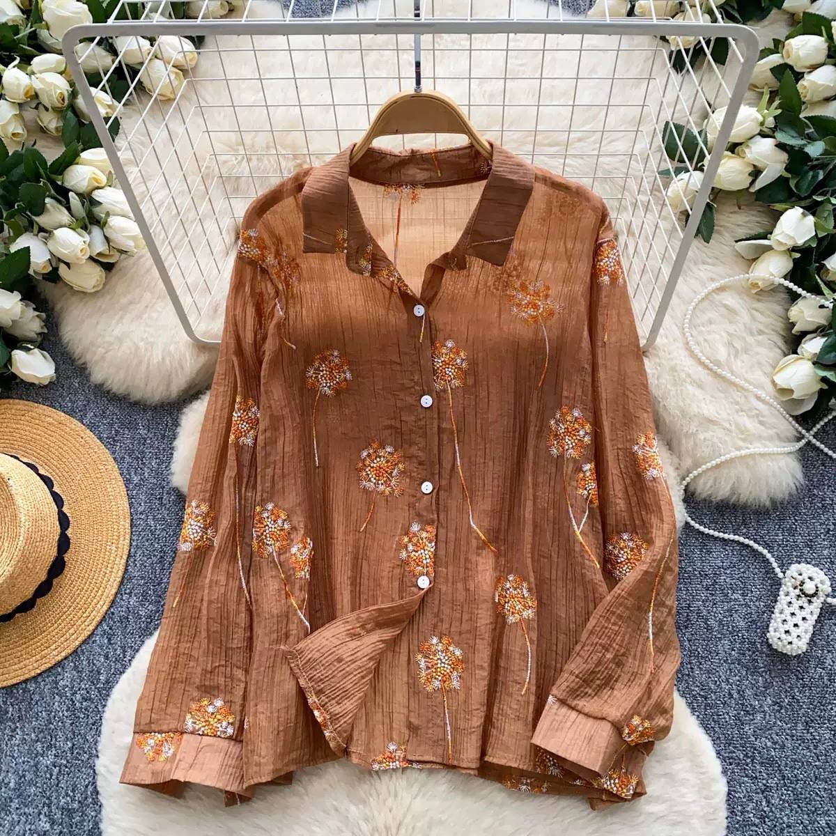 Serene Bloom Textured Embroidered Shirt
