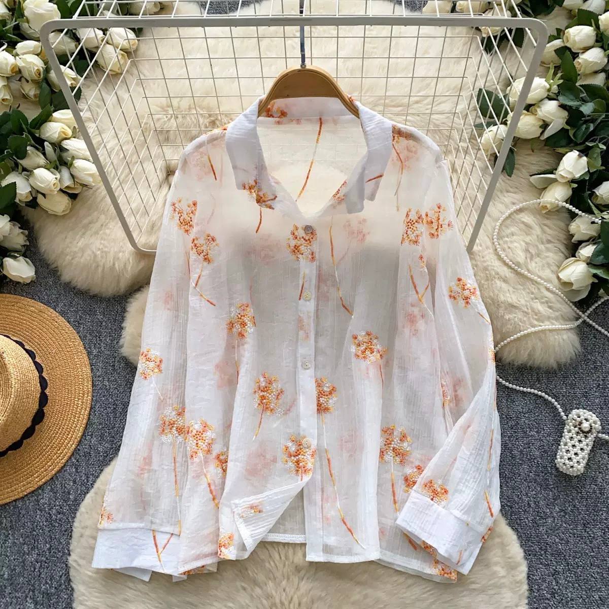 Serene Bloom Textured Embroidered Shirt