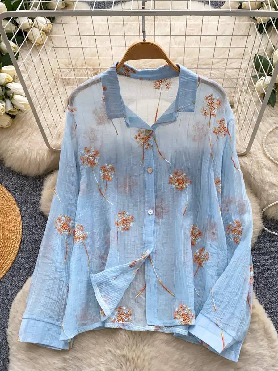 Serene Bloom Textured Embroidered Shirt