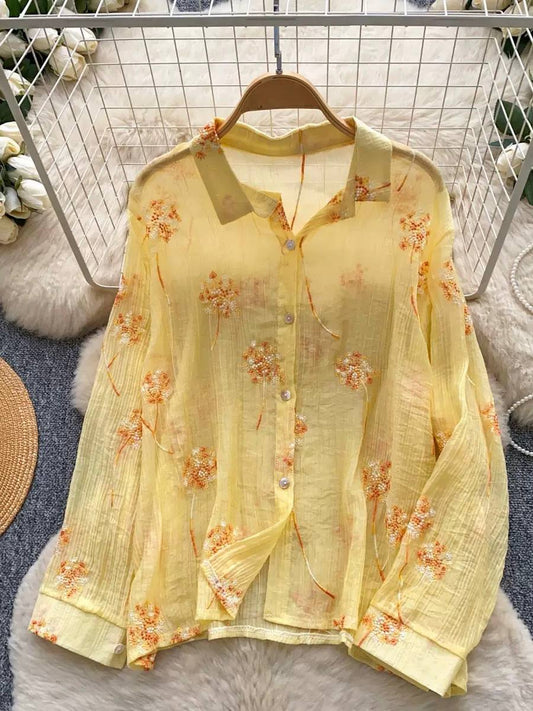Serene Bloom Textured Embroidered Shirt