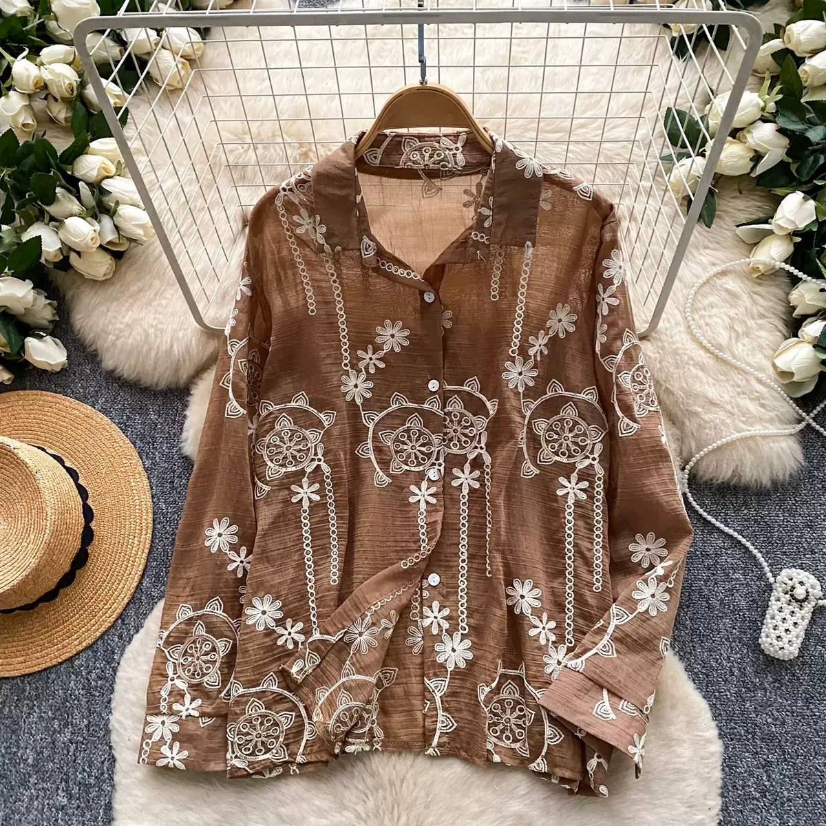 Vintage Floral Embroidered Shirt