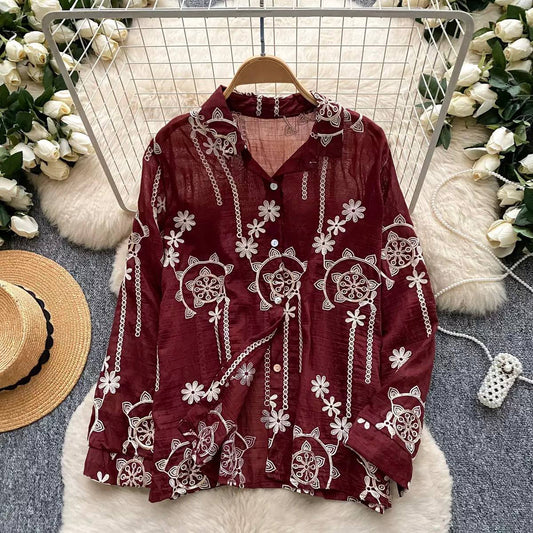 Vintage Floral Embroidered Shirt