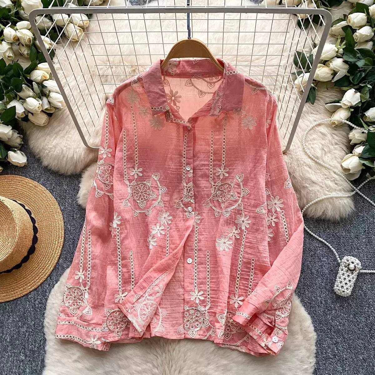 Vintage Floral Embroidered Shirt